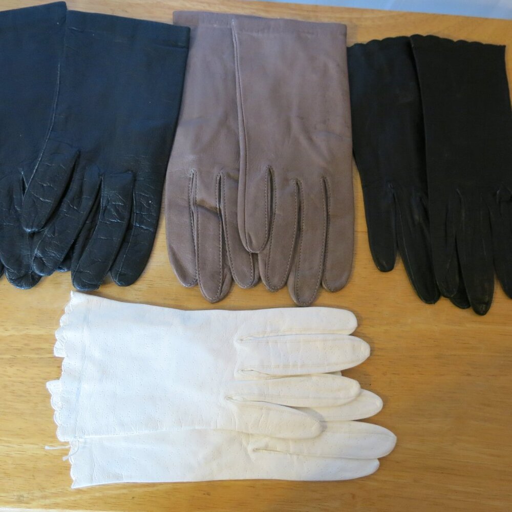 Leather Gloves Lot 4 Pair Vintage